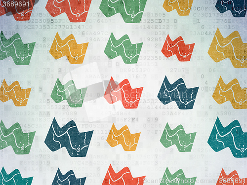 Image of Tourism concept: Map icons on Digital Paper background