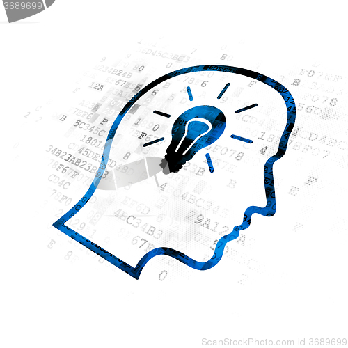 Image of Finance concept: Head With Lightbulb on Digital background