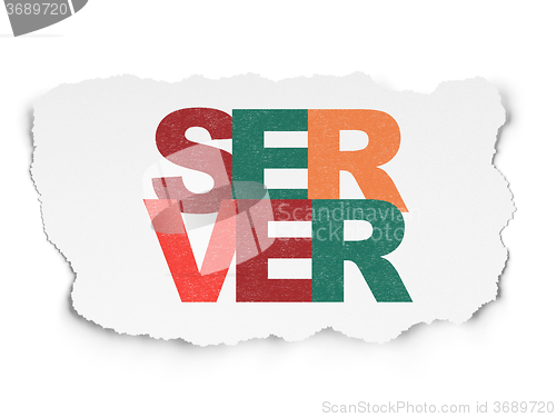 Image of Web design concept: Server on Torn Paper background