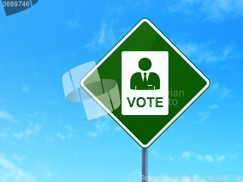 Image of Political concept: Ballot on road sign background