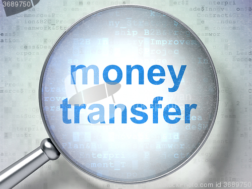 Image of Business concept: Money Transfer with optical glass