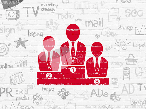 Image of Marketing concept: Business Team on wall background