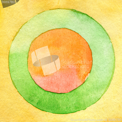 Image of Abstract circle watercolor painting