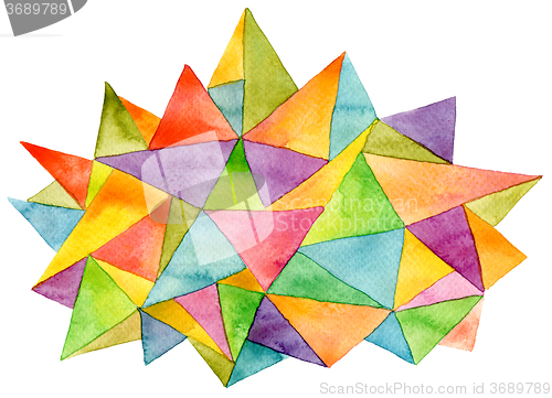 Image of Abstract watercolor painted geometric pattern background