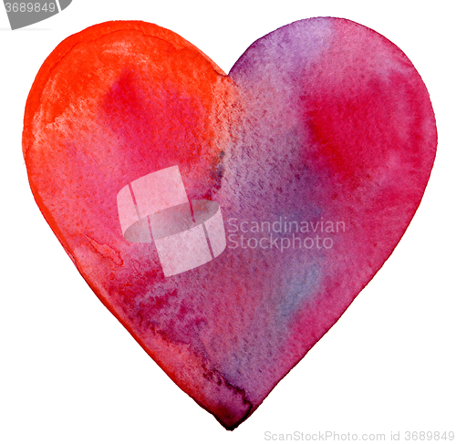 Image of Watercolor painted red heart