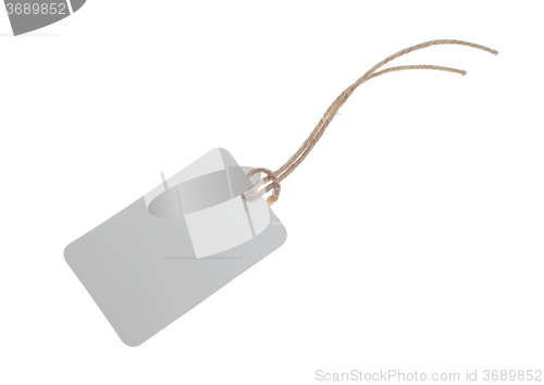 Image of paper label with rope isolated on white 