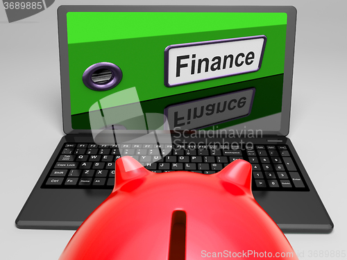 Image of Finance File On Laptop Showing Commerce Records