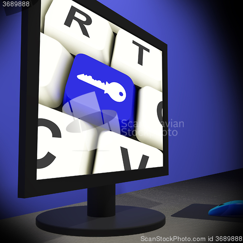 Image of Key On Monitor Shows Security