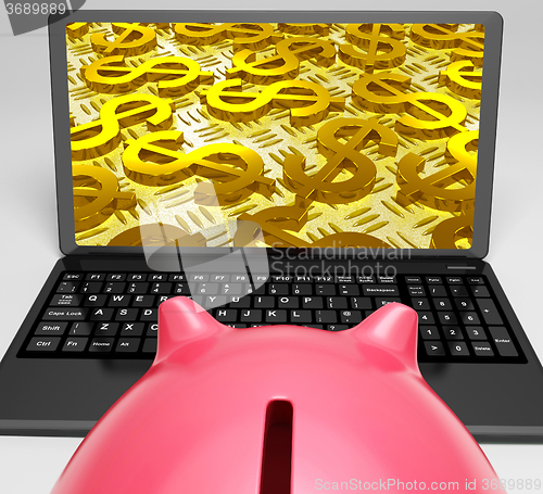 Image of Euro Laptop Screen Shows Wealth And Prosperity