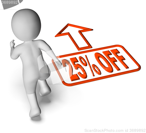 Image of Running Character Shows Sale Discount Twenty Five Percent Off 25