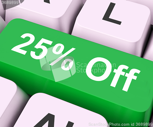 Image of Twenty Five Percent Off Key Means Discount Or Sale\r