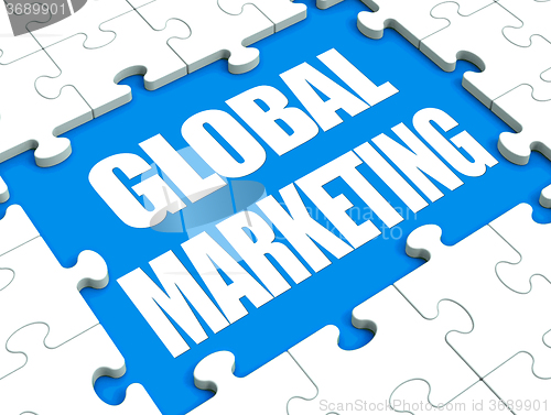Image of Global Marketing Puzzle Shows International Advertising Or Promo
