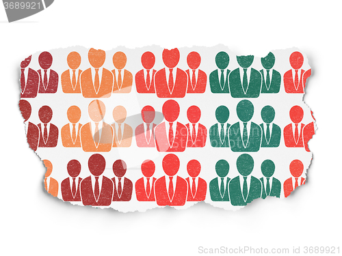 Image of Finance concept: Business People icons on Torn Paper background