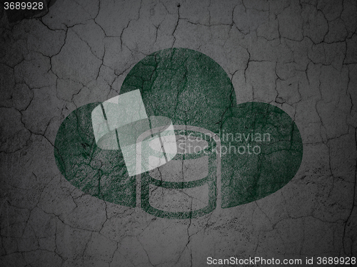 Image of Cloud networking concept: Database With Cloud on grunge wall background