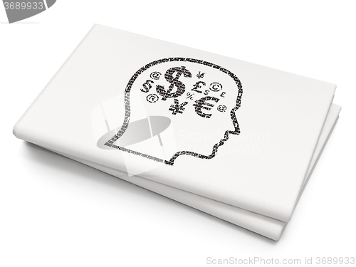 Image of Business concept: Head With Finance Symbol on Blank Newspaper background