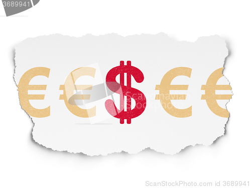 Image of Currency concept: dollar icon on Torn Paper background
