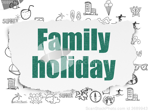Image of Tourism concept: Family Holiday on Torn Paper background