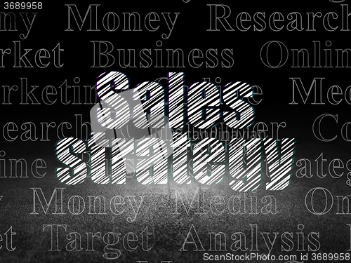 Image of Advertising concept: Sales Strategy in grunge dark room