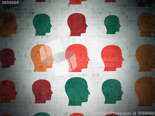 Image of Data concept: Head icons on Digital Paper background