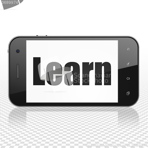 Image of Education concept: Smartphone with Learn on display