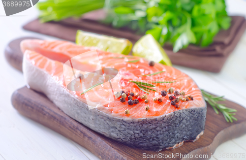 Image of raw salmon steak