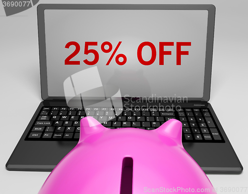 Image of Twenty-Five Percent Off On Notebook Showing Online Discounts