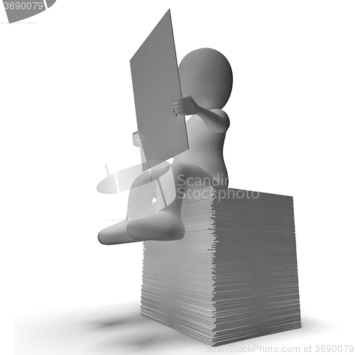 Image of Sheet Or Notice Being Read By 3d Character