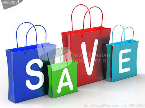 Image of Save On Shopping Bags Shows Bargains And Promotions