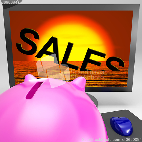Image of Sales Sinking On Monitor Shows Sales Collapse