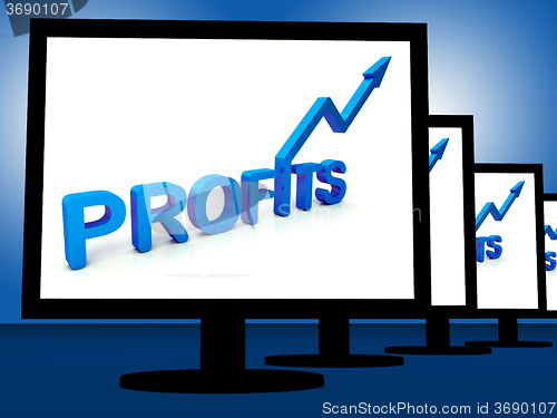 Image of Profits On Monitors Showing Profitable Incomes
