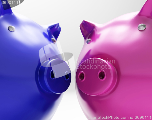 Image of Piggy Duo Shows Investing Finances Together