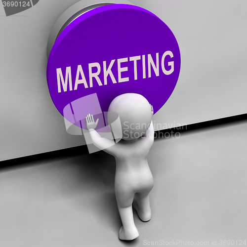 Image of Marketing Button Means Brand Promotions And Advertising