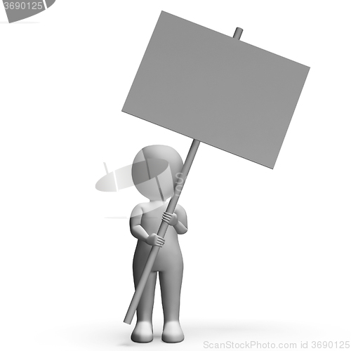 Image of Character With Placard For Message Or Presentation