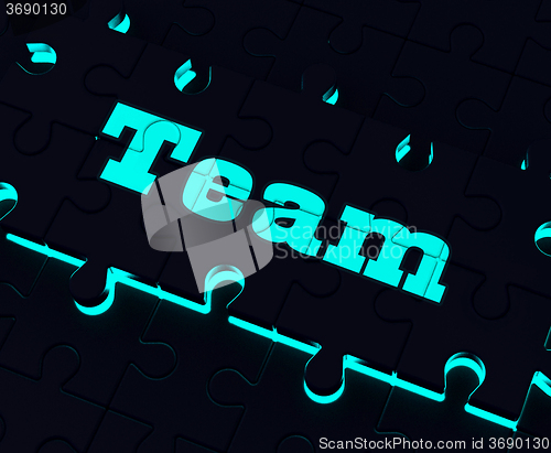 Image of Team Puzzle Showing Partnership Together Community And Unity