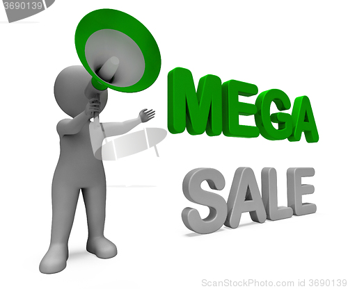 Image of Mega Sale Character Shows Reductions Savings Save Or Discounts
