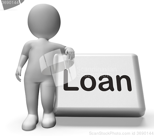 Image of Loan Button With Character  Means Lending Or Providing Advance