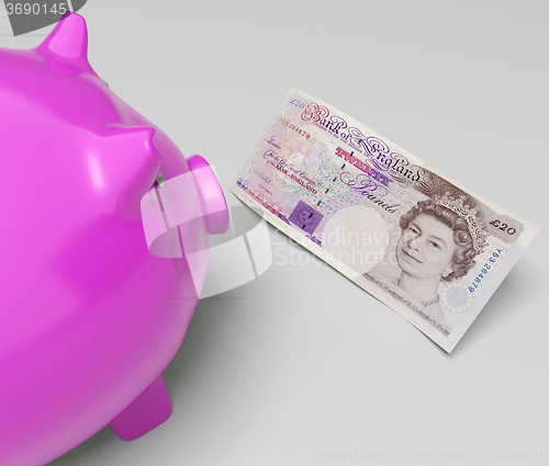 Image of Pounds Piggy Shows Cash Savings In London