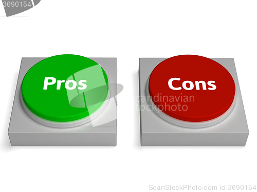 Image of Pros Cons Buttons Show Positive Or Negative