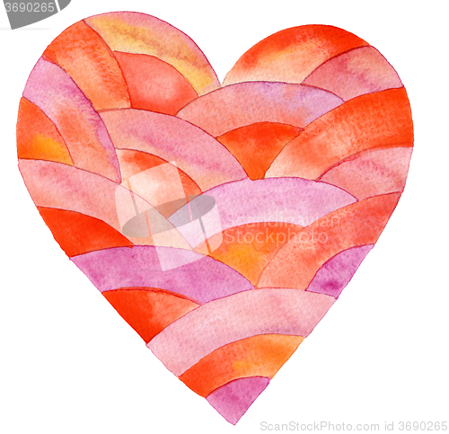 Image of Watercolor painted red heart