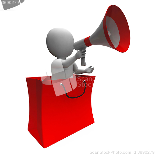 Image of Loud Hailer Shopping Bag Character Shows Sale Or Discounts