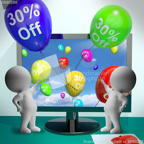 Image of Balloons From Computer Showing Sale Discount Of Thirty Percent