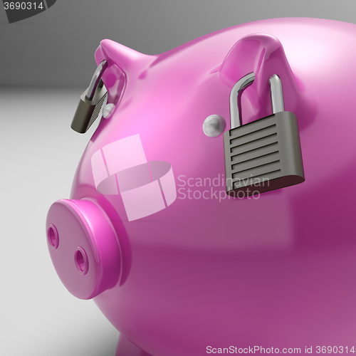Image of Piggybank With Locked Ears Shows Savings Safety