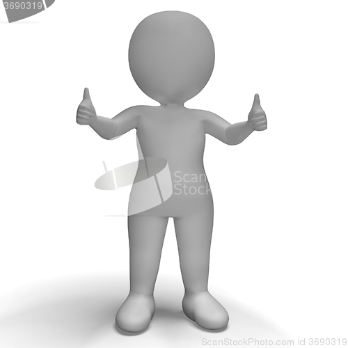 Image of Thumbs Up 3d Character Showing Success And Approval