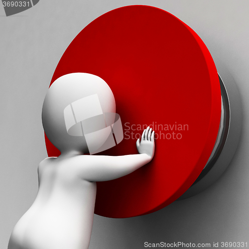 Image of Man Pushing Button Showing Controlling