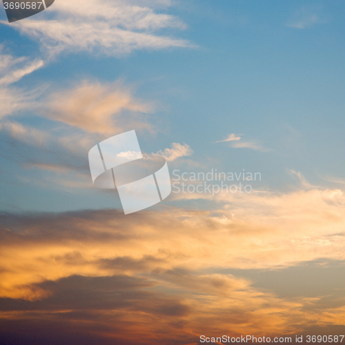 Image of in the red blue sky cloud and sunrise orange color