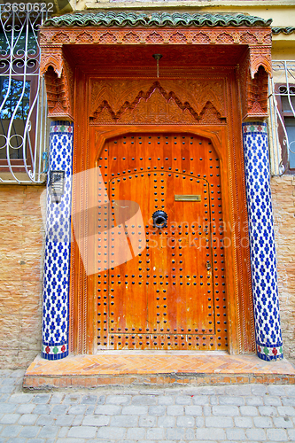 Image of historical in  antique building door morocco style africa   wood