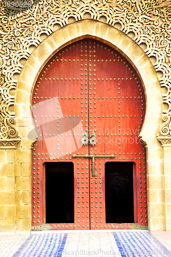 Image of historical in  antique building door morocco  