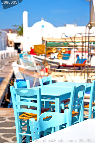 Image of table in santorini  restaurant chair  