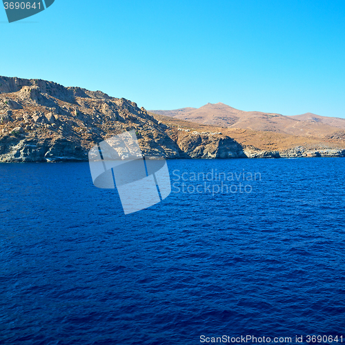 Image of from the boat sea and sky in mediterranean sea santorini greece 