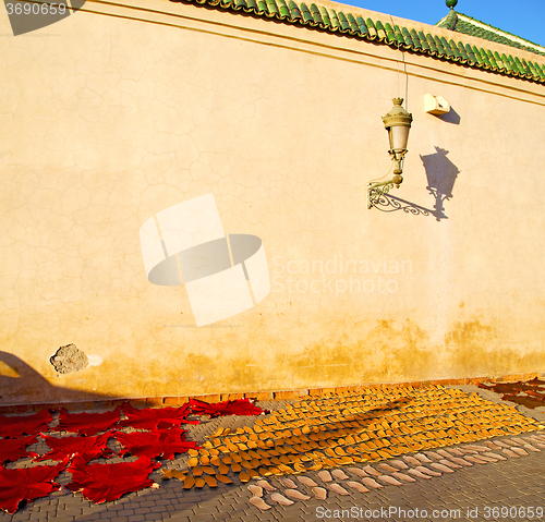 Image of street lamp old construction in africa morocco and  leather near